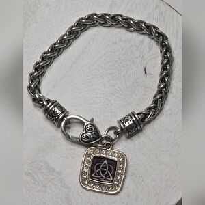 Celtic Knot Square Charm Silver Tone Bracelet [ Read Details ]